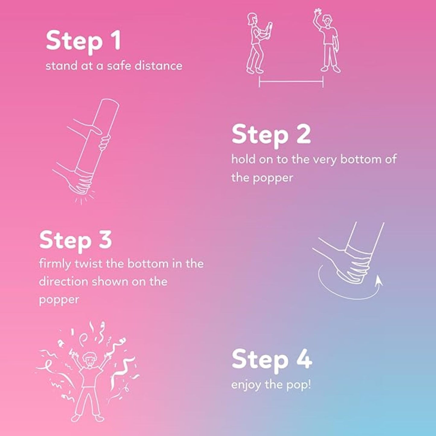 Gender reveal streamer cannon with 3 blue and 3 pink no-mess streamers — product view 7