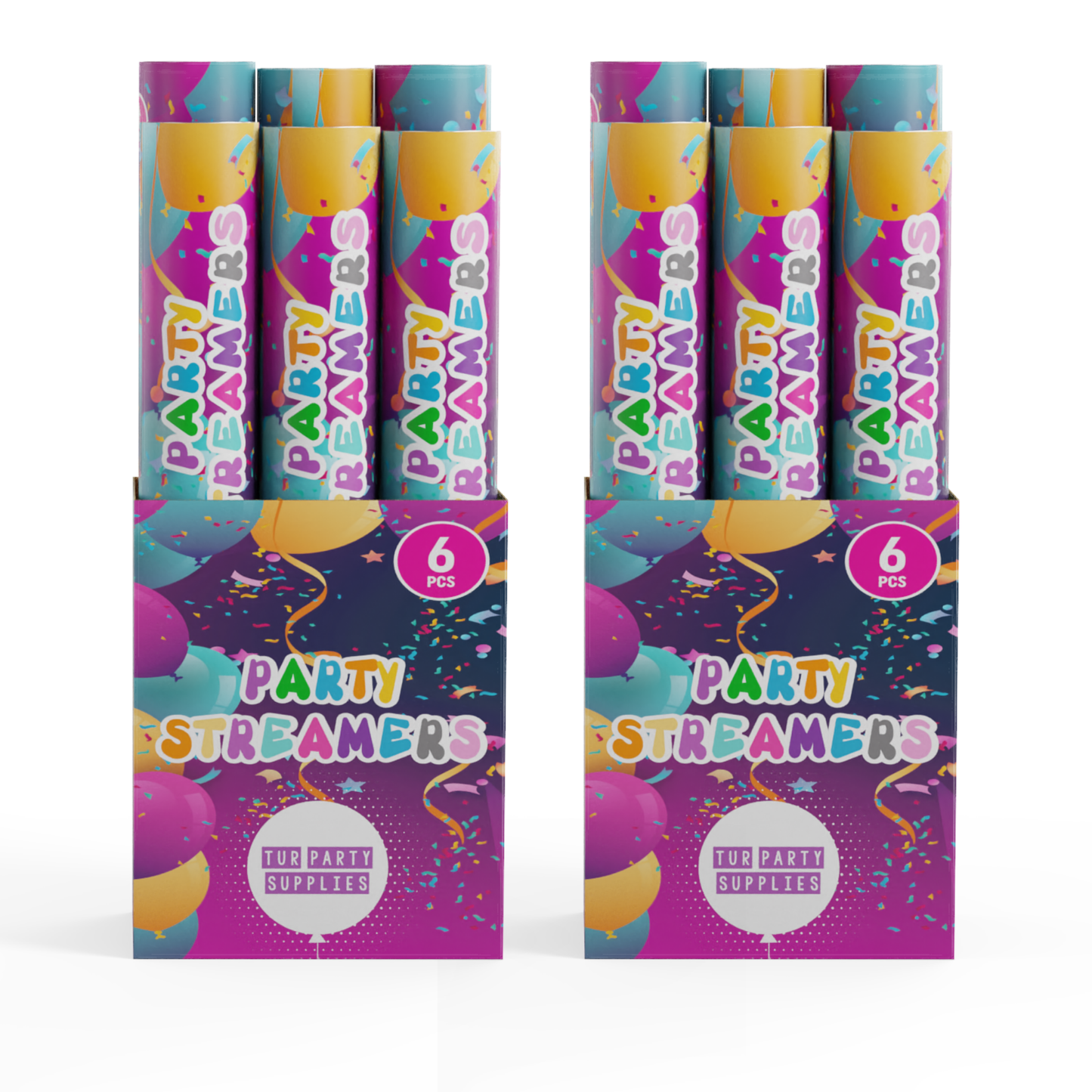 Multicolor metallic streamer cannons, bulk multipack