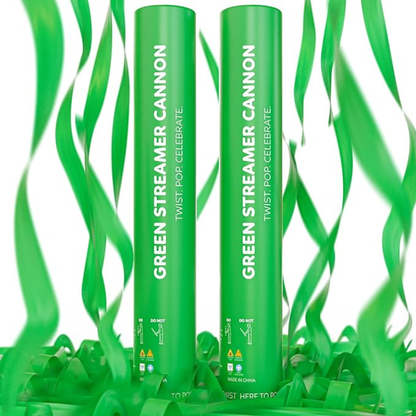 green biodegradable streamer cannon 2 pack