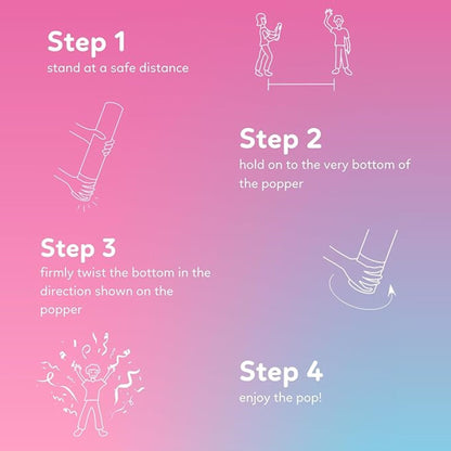 Gender reveal streamer cannon with 3 blue and 3 pink no-mess streamers — product view 7