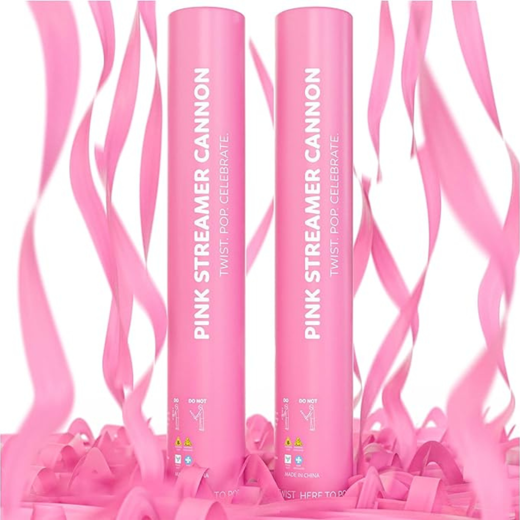 pink biodegradable streamer cannon 2 pack