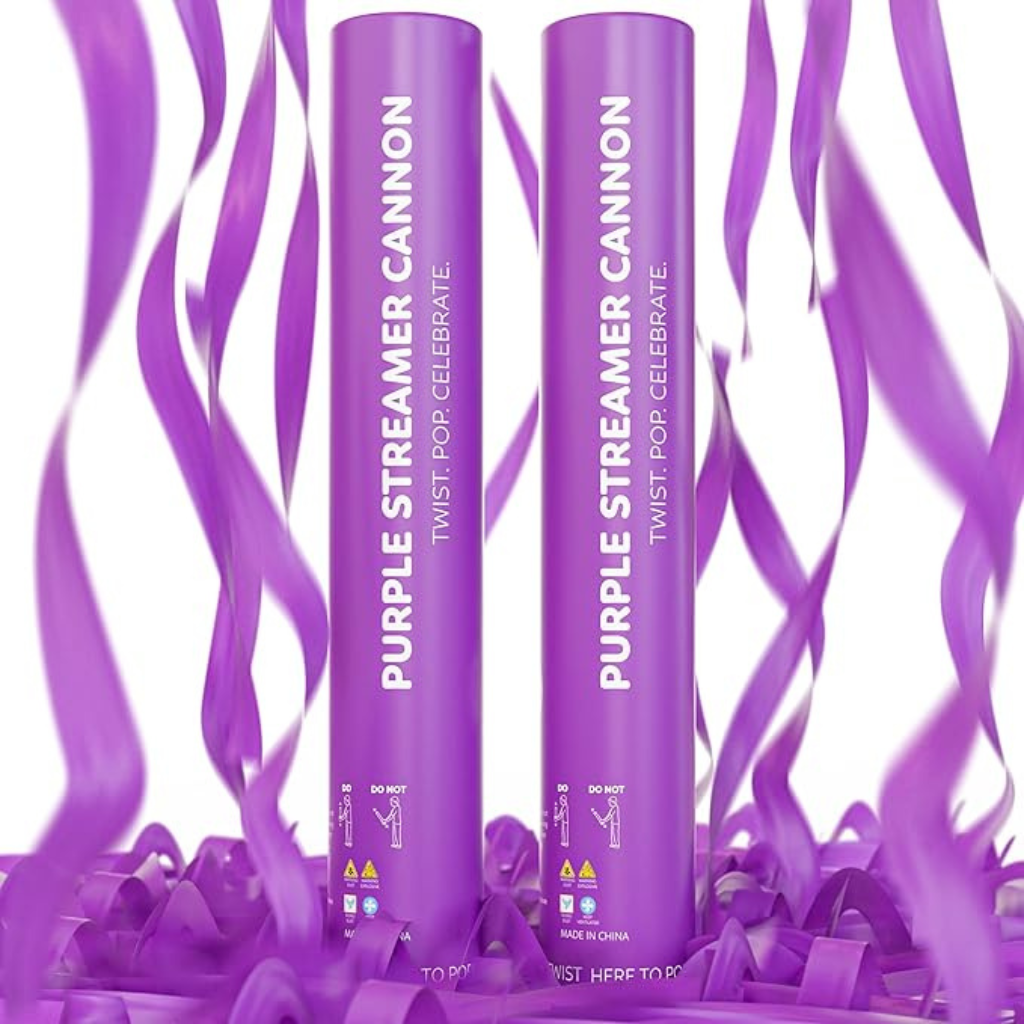 purple biodegradable streamer cannon 2 pack