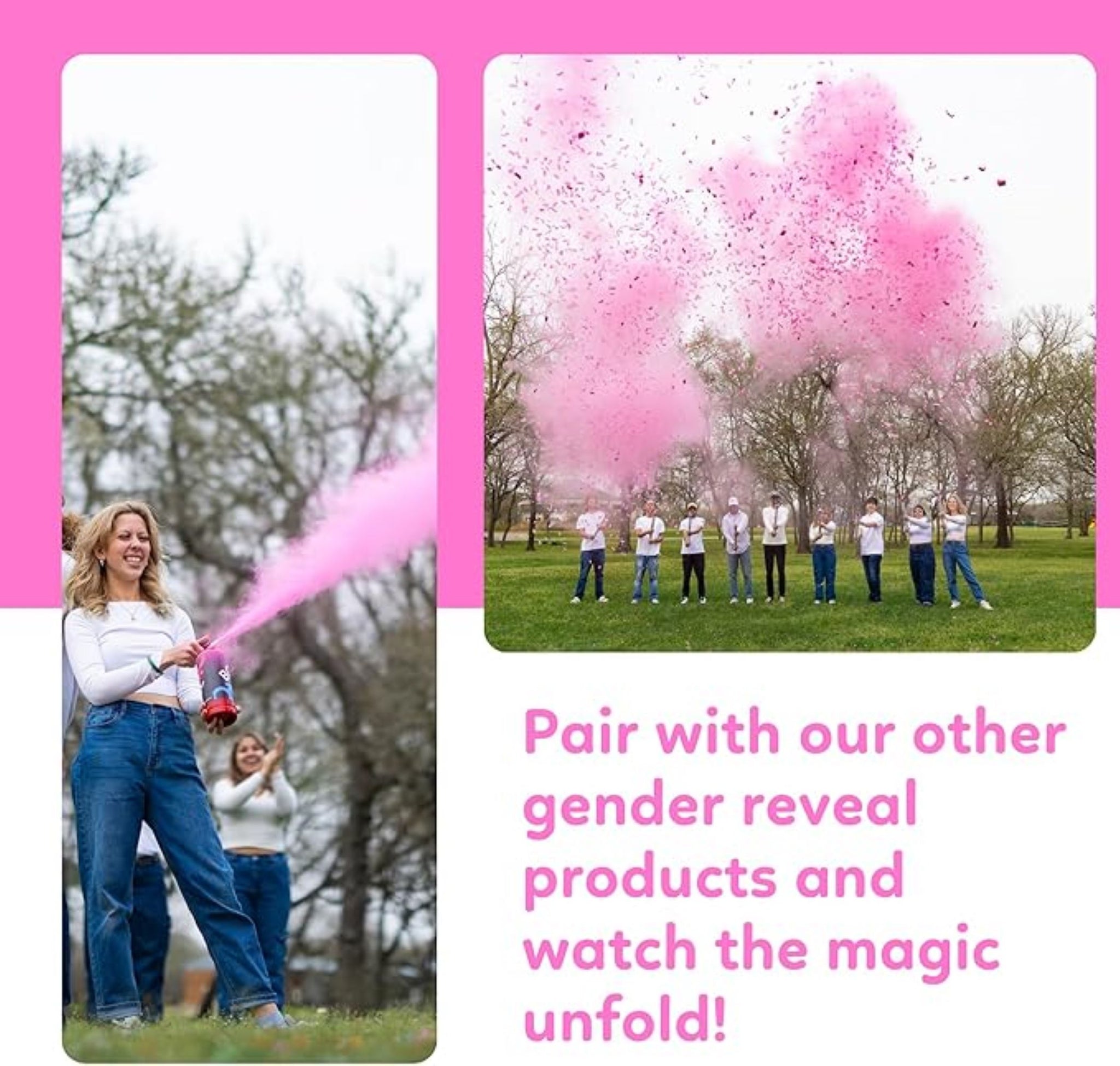 Baby Gender Reveal (1 Blue, 1 Pink) Fire Extinguisher Smoke Bombs Powder Cannon Gold - Gender Reveal Ideas
