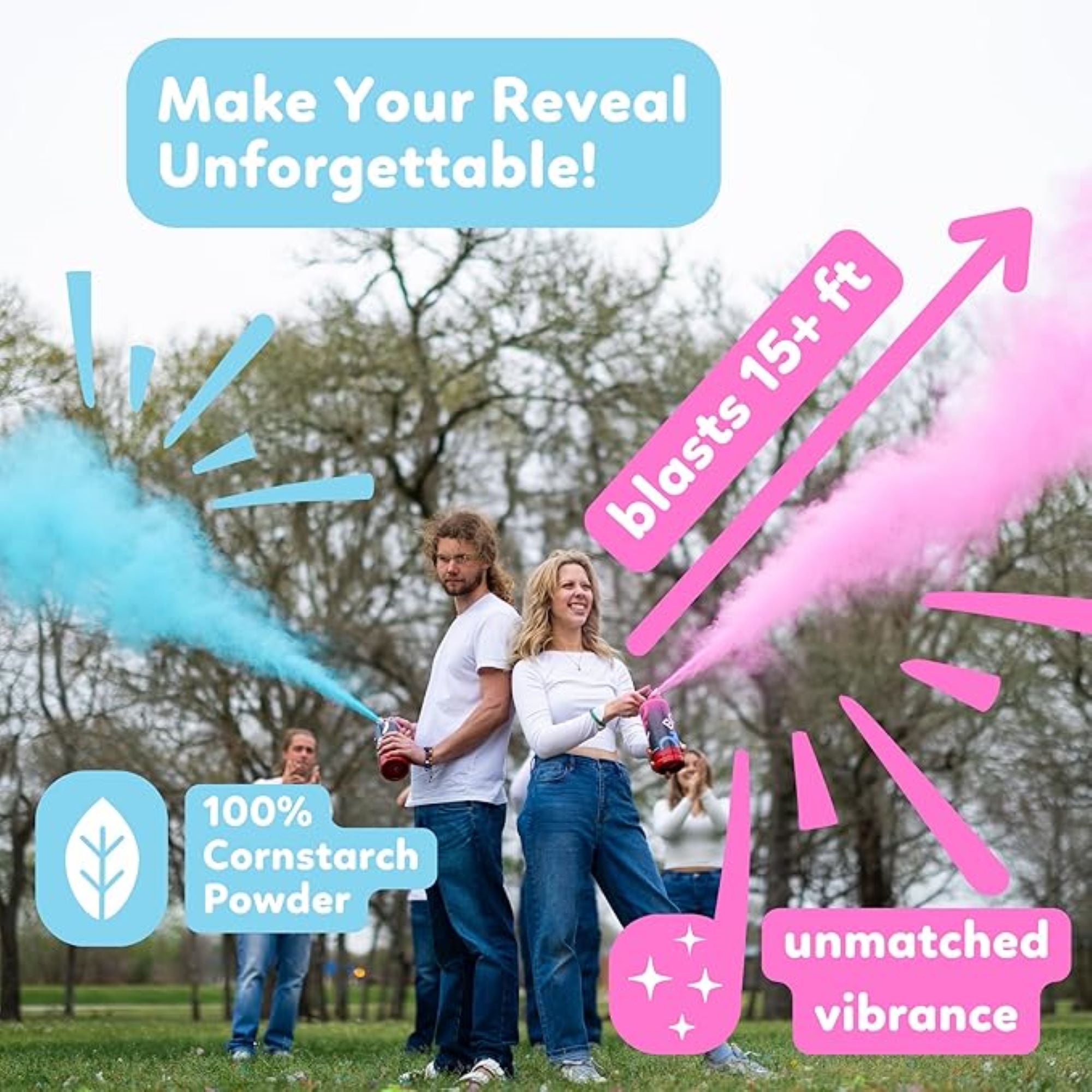 Baby Gender Reveal (1 Blue, 1 Pink) Fire Extinguisher Smoke Bombs Powder Cannon Gold - Gender Reveal Ideas