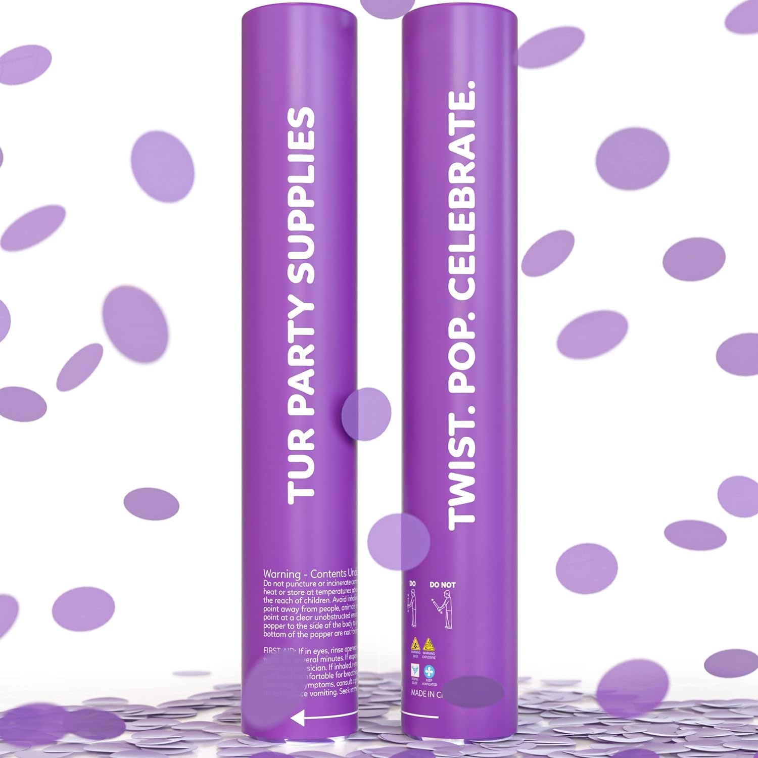 Purple Confetti Cannon Confetti Poppers | Biodegradable 2 Pack