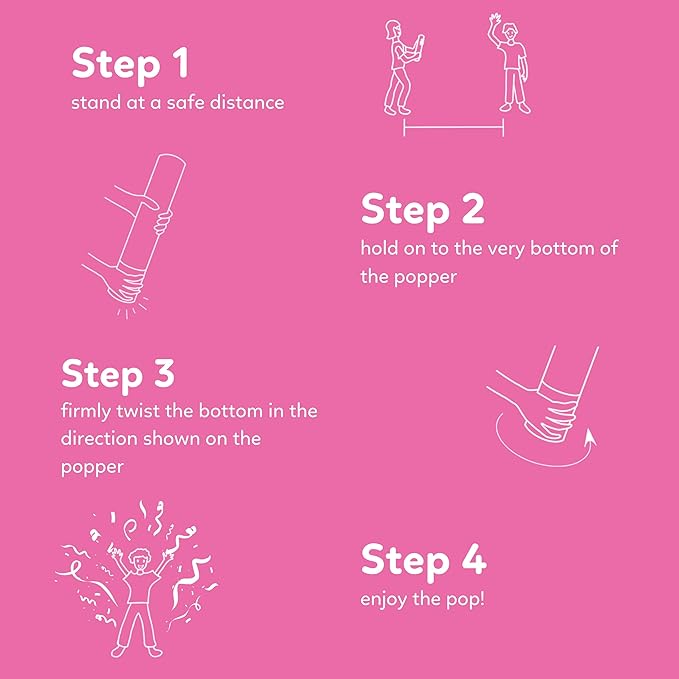 Pink Streamer Cannon Confetti Poppers | Biodegradable Pink Confetti | TUR Party Supplies  Party Poppers for Celebrations
