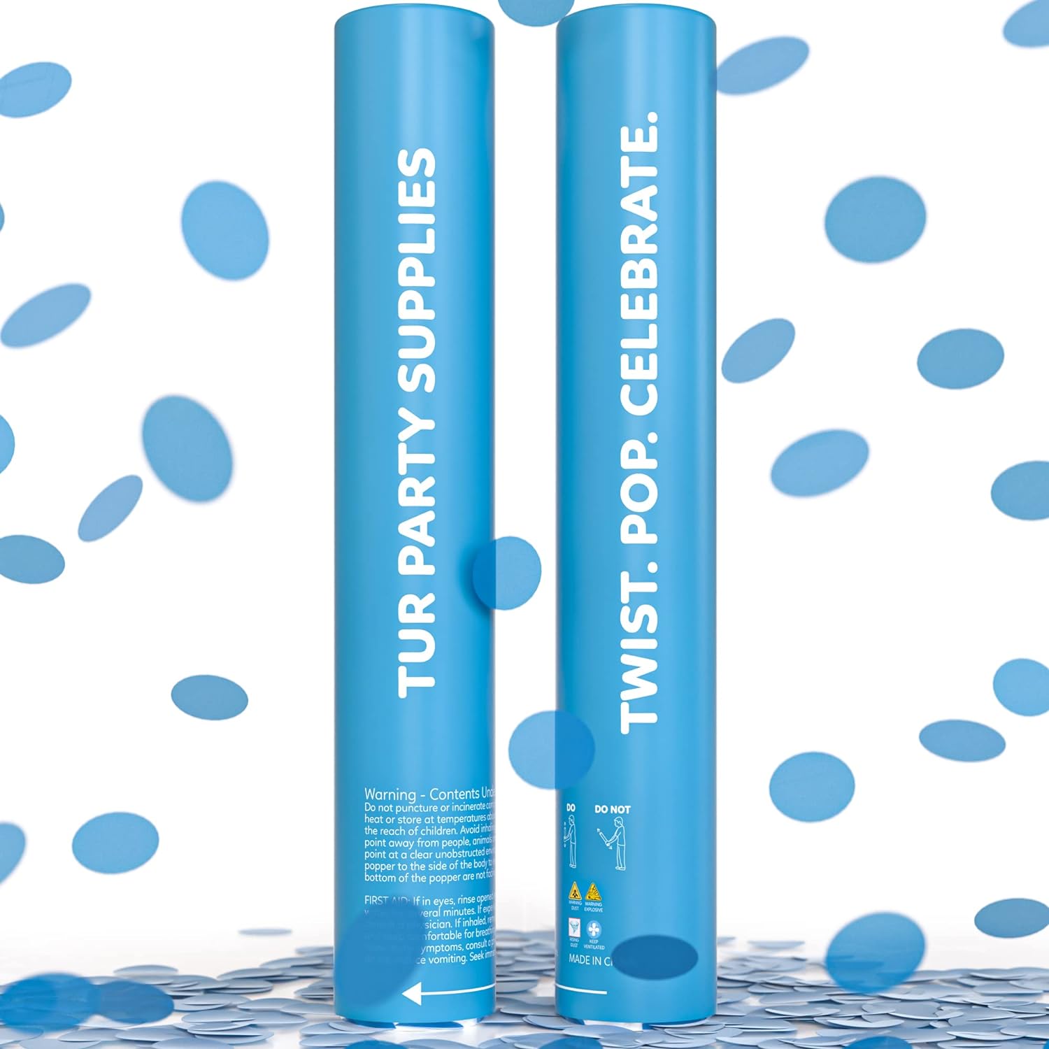 Blue Confetti Cannon Confetti Poppers | Biodegradable 2 Pack