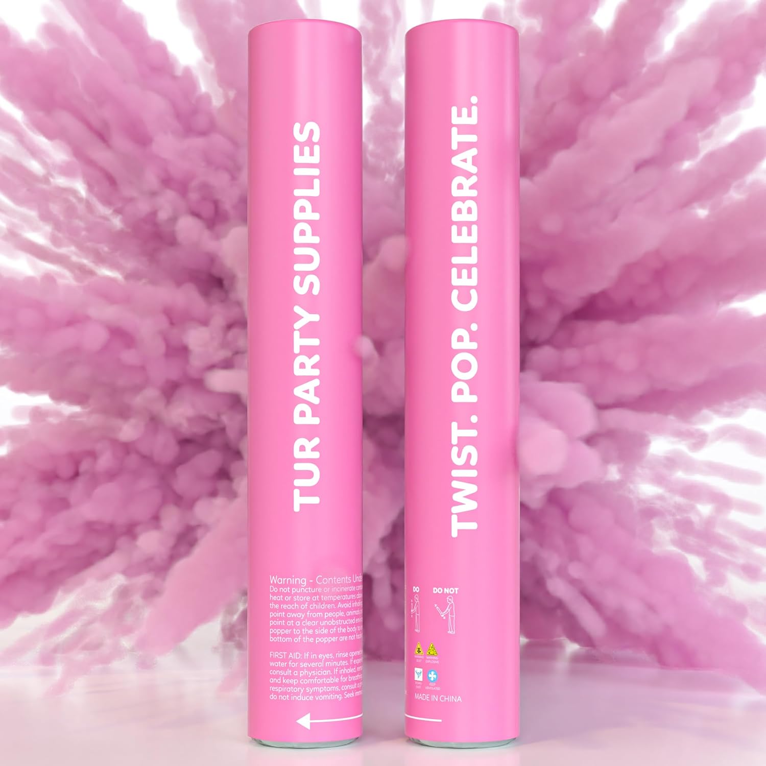 2 Pack Pink Powder Cannon Poppers (12 Inch)