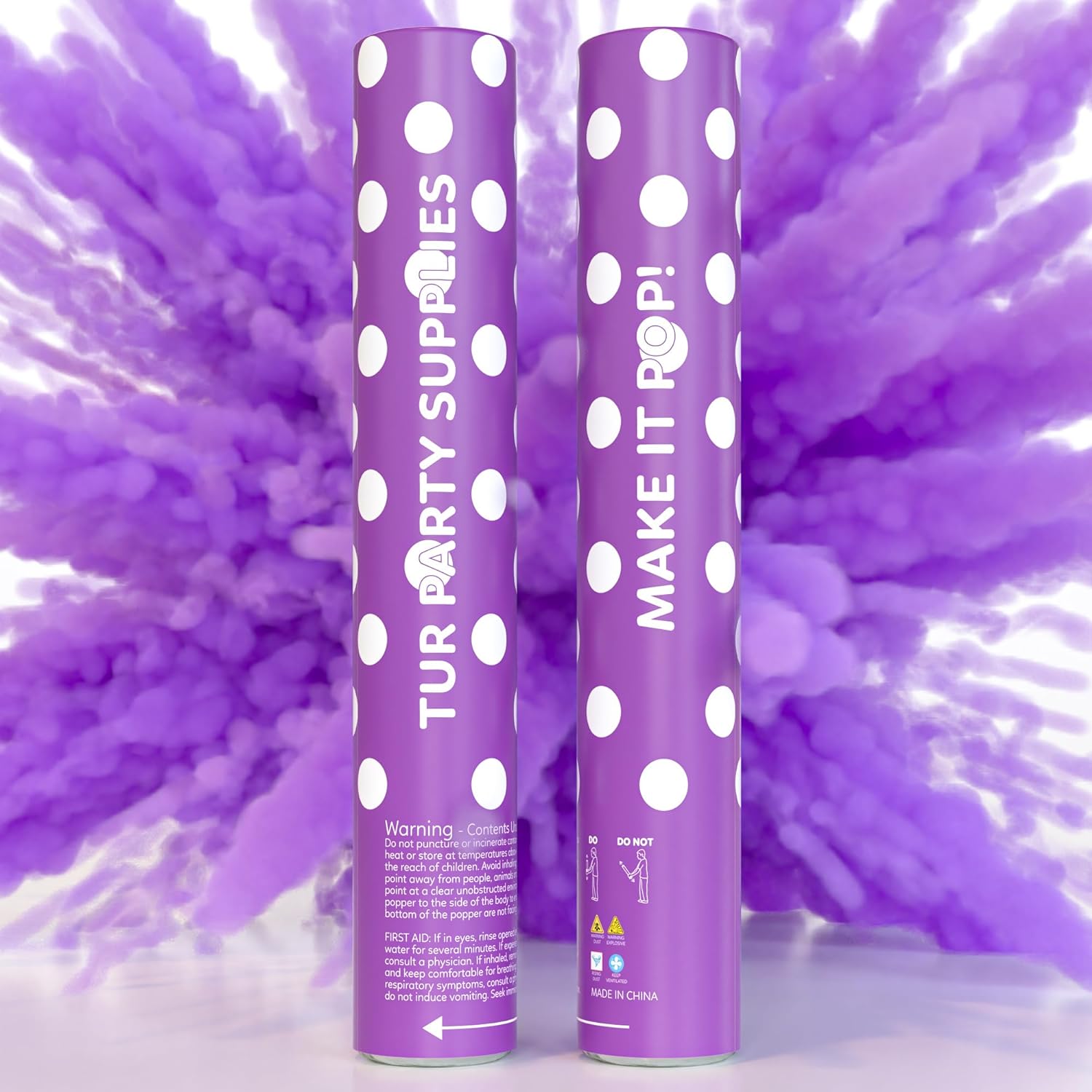 2 Pack Purple Powder Cannon Poppers (12 Inch)