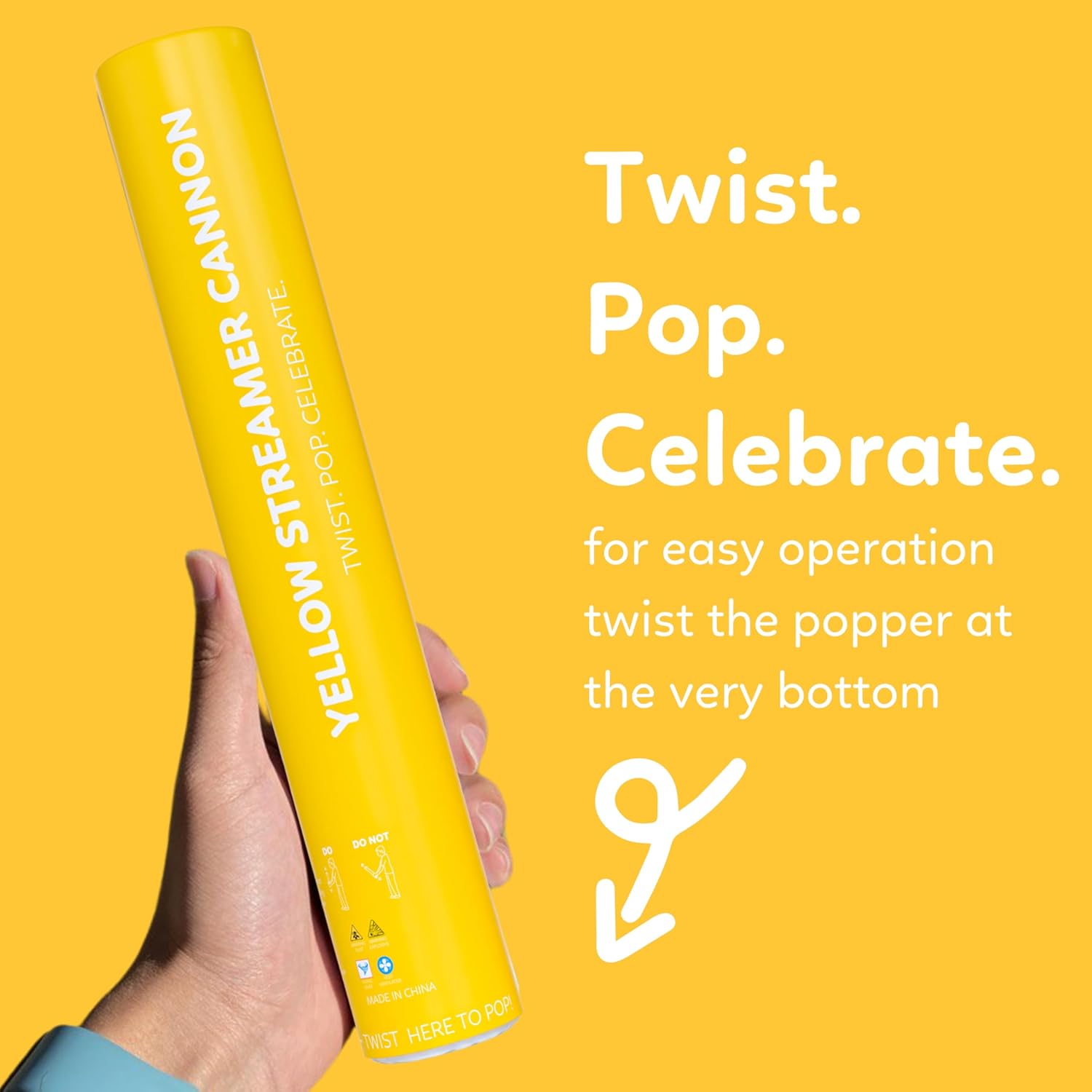 Yellow Streamer Cannon Confetti Poppers | Biodegradable Yellow Confetti | TUR Party Supplies  Party Poppers for Celebrations