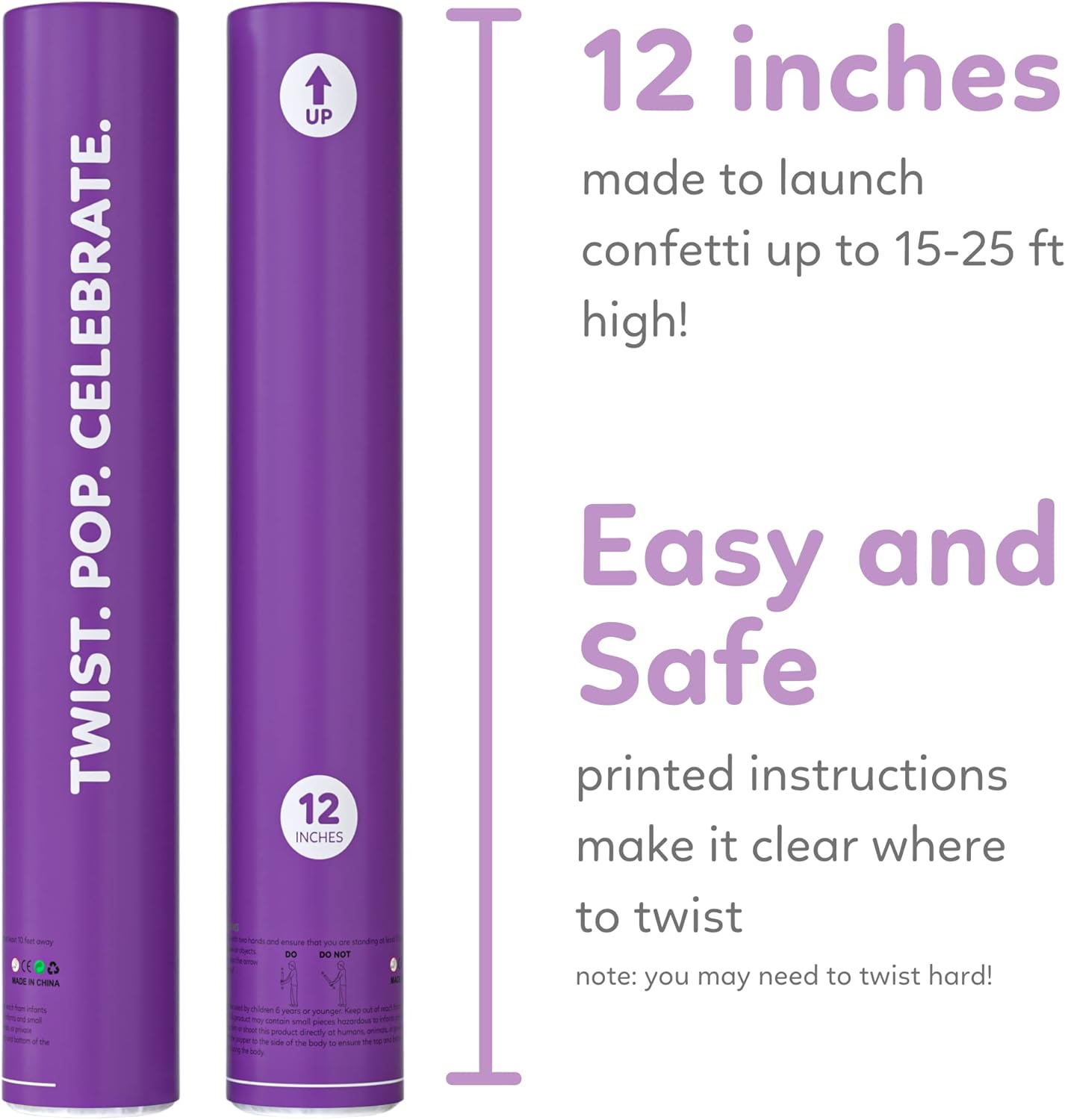 Purple Confetti Cannon Confetti Poppers | Biodegradable 2 Pack