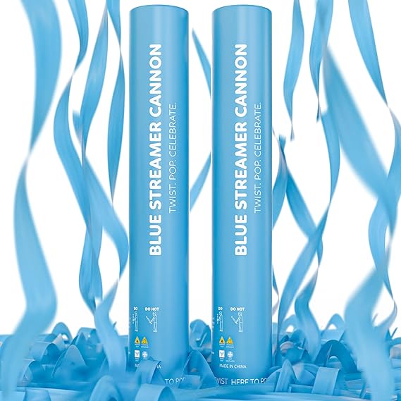 Blue Streamer Cannon Confetti Poppers | Biodegradable Blue Confetti | TUR Party Supplies  Party Poppers for Celebrations