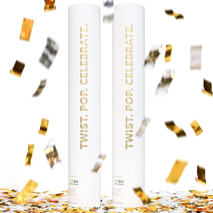Gold and silver wedding confetti cannon, biodegradable 6-pack that launches up to 25 feet — product view 2