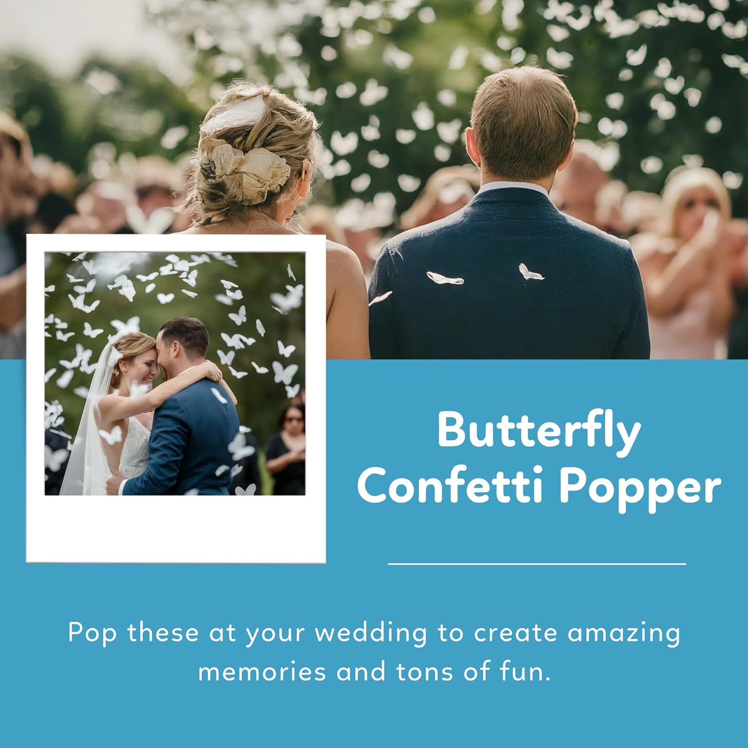 White butterfly biodegradable confetti cannon, 6-pack that launches up to 25 feet — product view 5