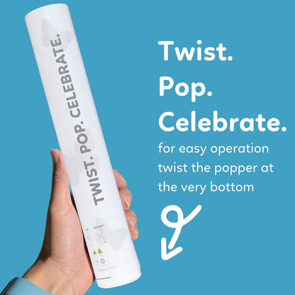 White butterfly biodegradable confetti cannon, 6-pack that launches up to 25 feet — product view 3