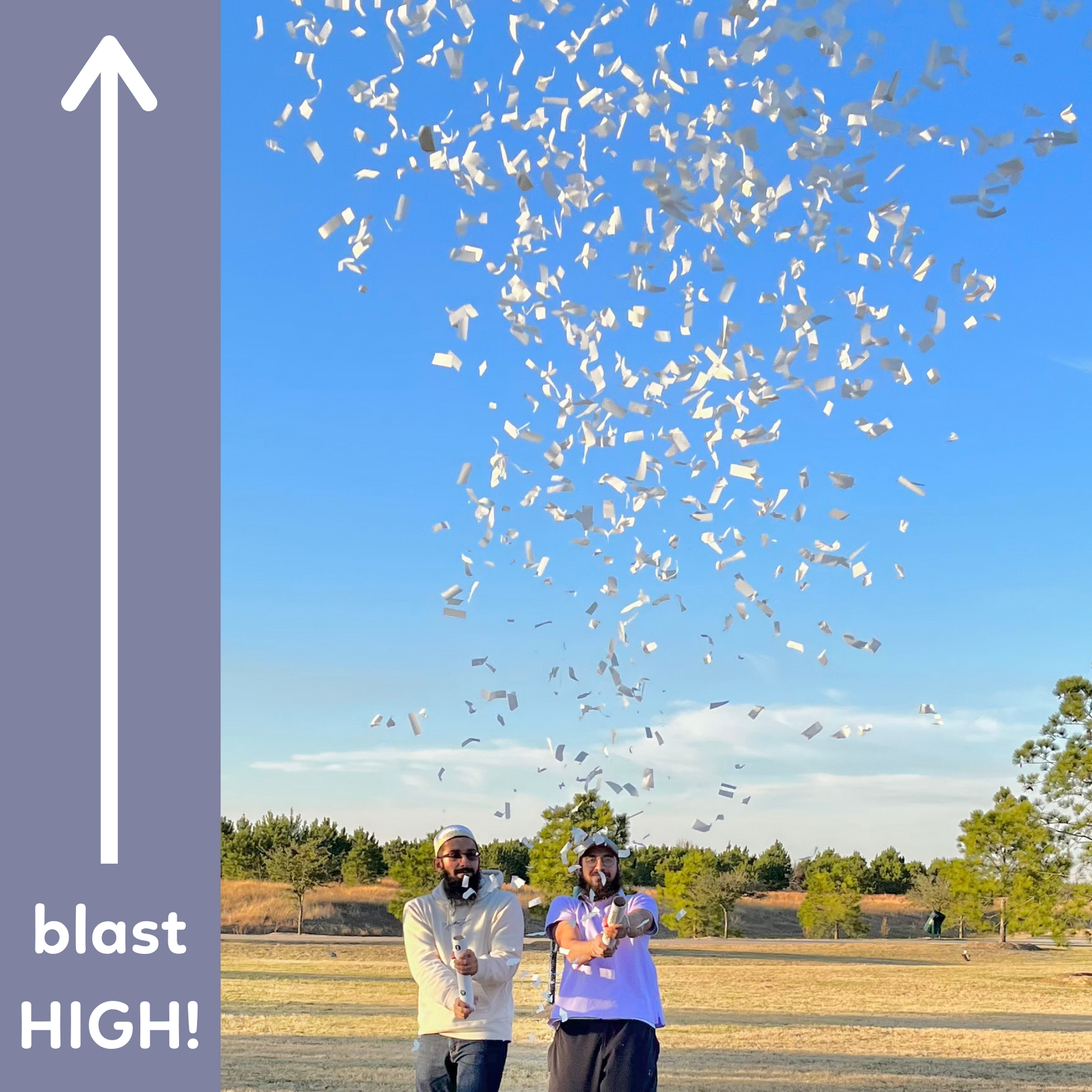 White biodegradable wedding confetti cannon, 6-pack that launches up to 25 feet — product view 2