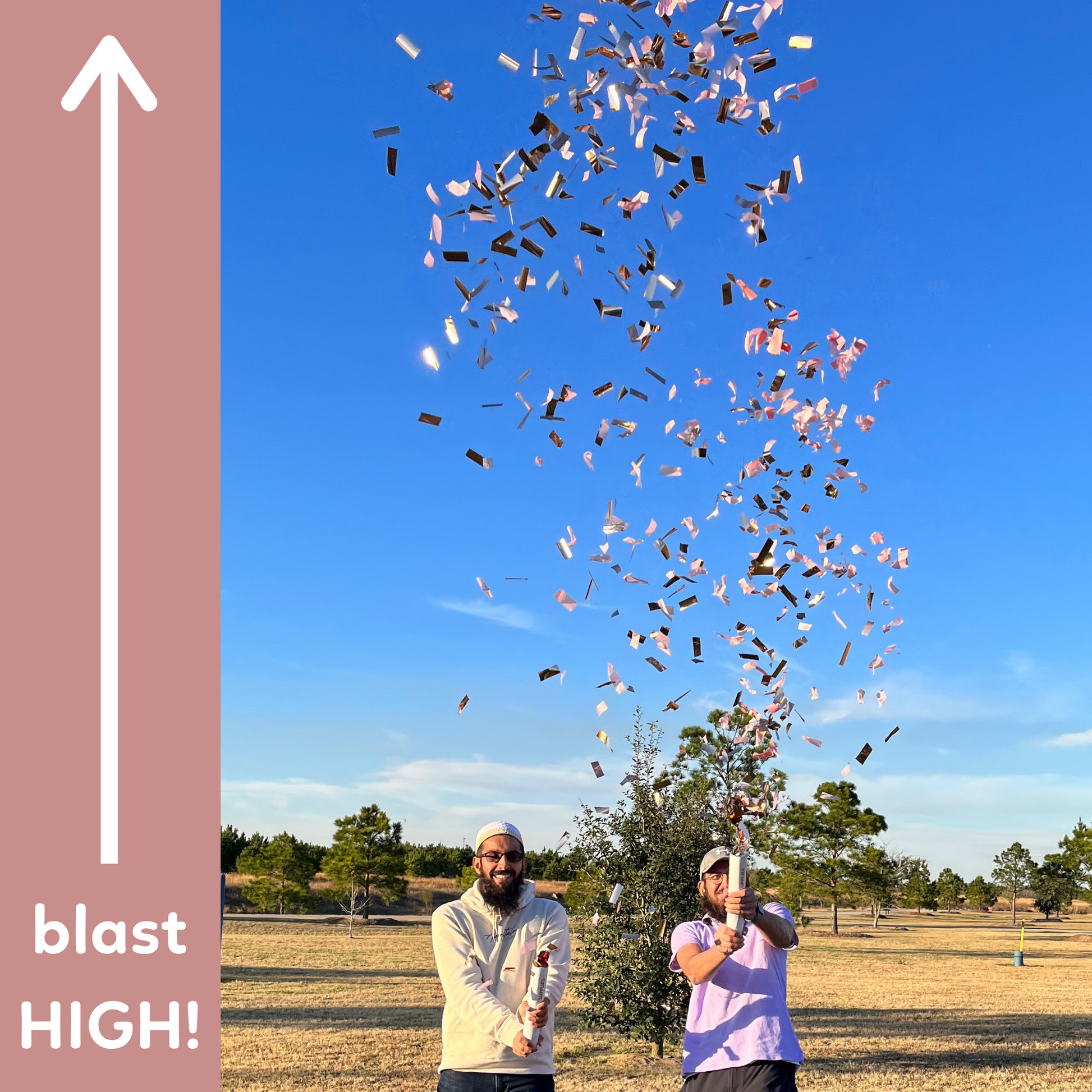 Rose gold metallic confetti cannon, 6-pack that launches up to 25 feet — product view 3