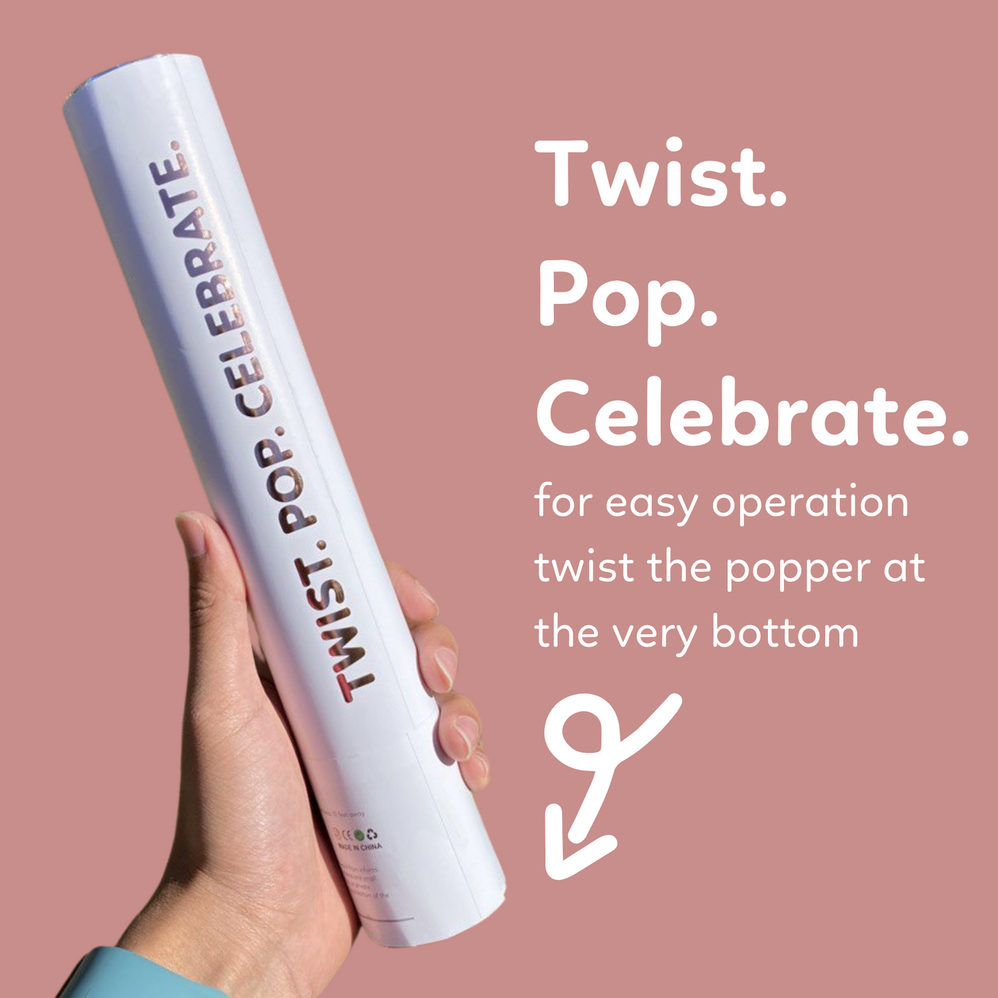Rose gold metallic confetti cannon, 6-pack that launches up to 25 feet — product view 4