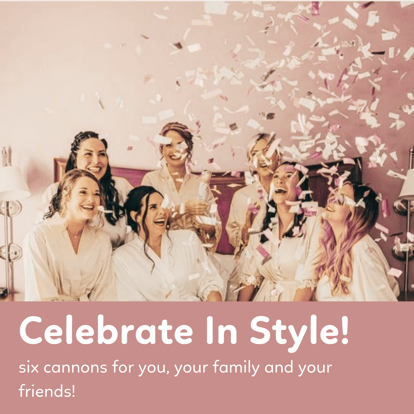 Rose gold metallic confetti cannon, 6-pack that launches up to 25 feet — product view 2