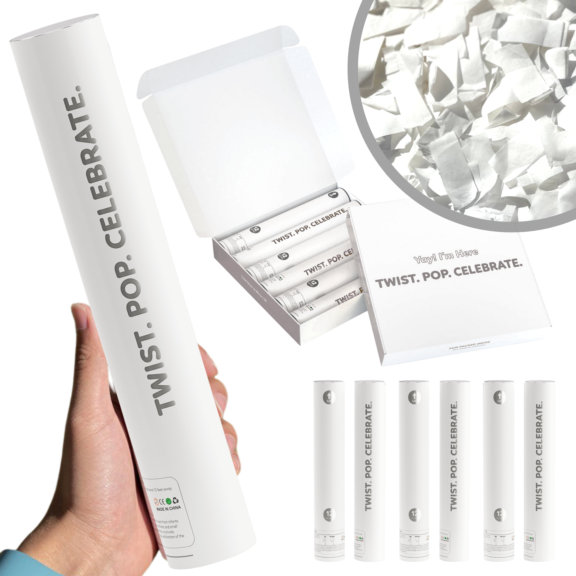 Confetti Cannons - Pure White (Biodegradable)