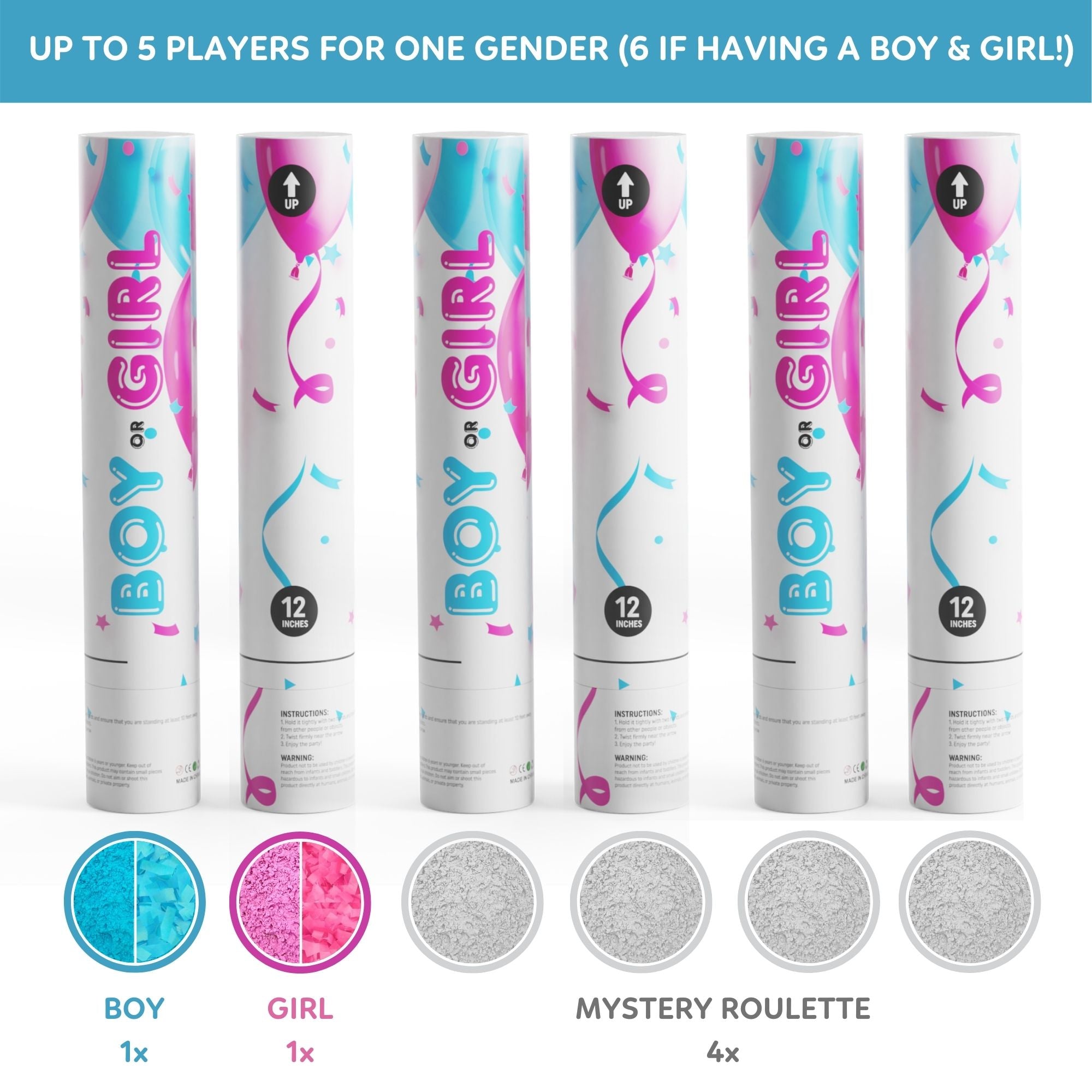 Gender Reveal Cannons - Roulette Game Powder & Confetti Kit