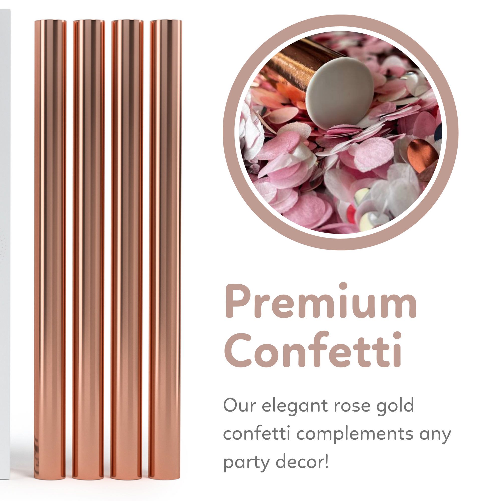 Confetti Flutter Sticks - Rose Gold - 8 Pack