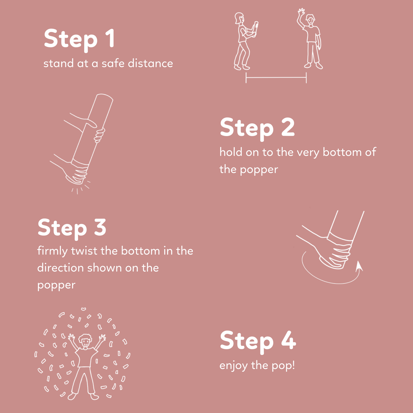 Rose gold metallic confetti cannon, 6-pack that launches up to 25 feet — product view 6