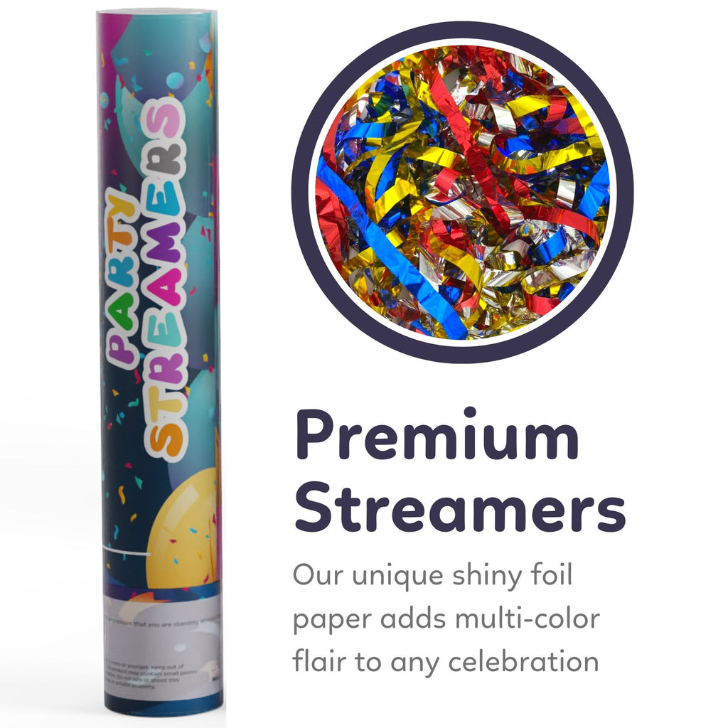 Contents of No Mess Streamer Popper for all your parties 6 pack