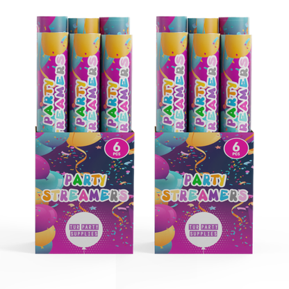 Multicolor metallic streamer cannons, bulk multipack
