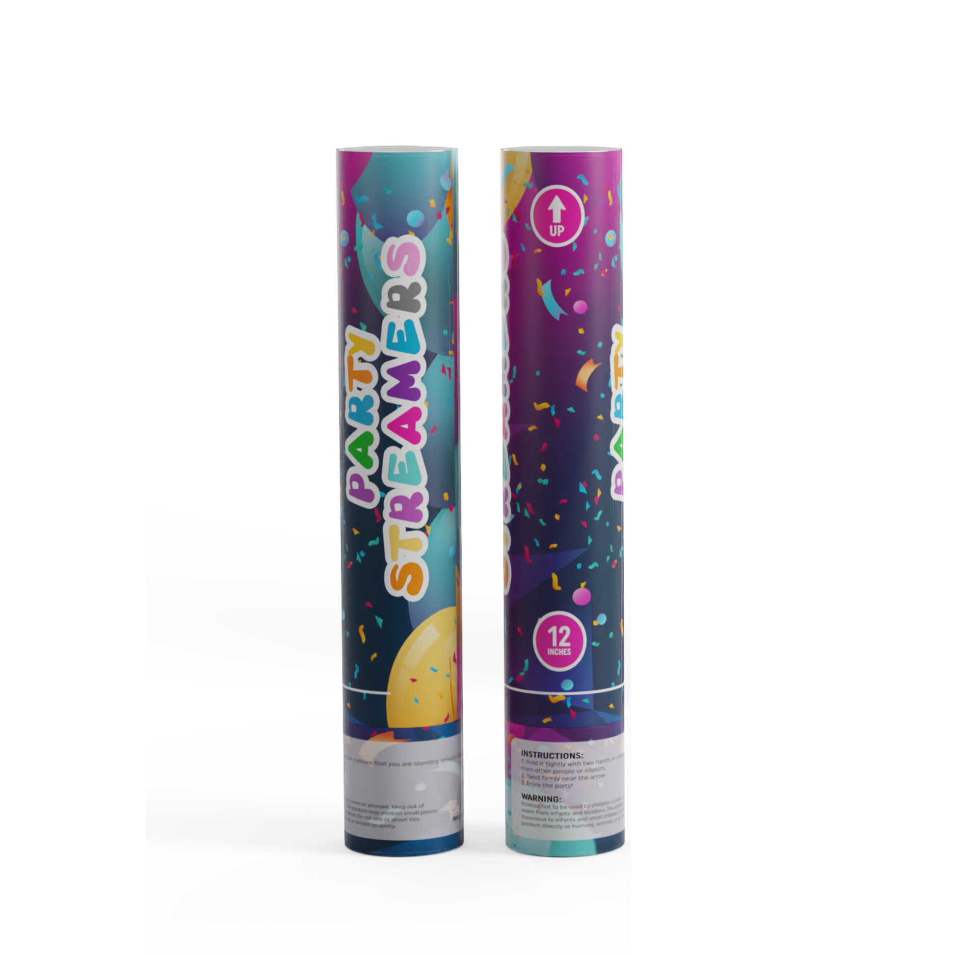 Multicolor metallic streamer cannon 2-pack