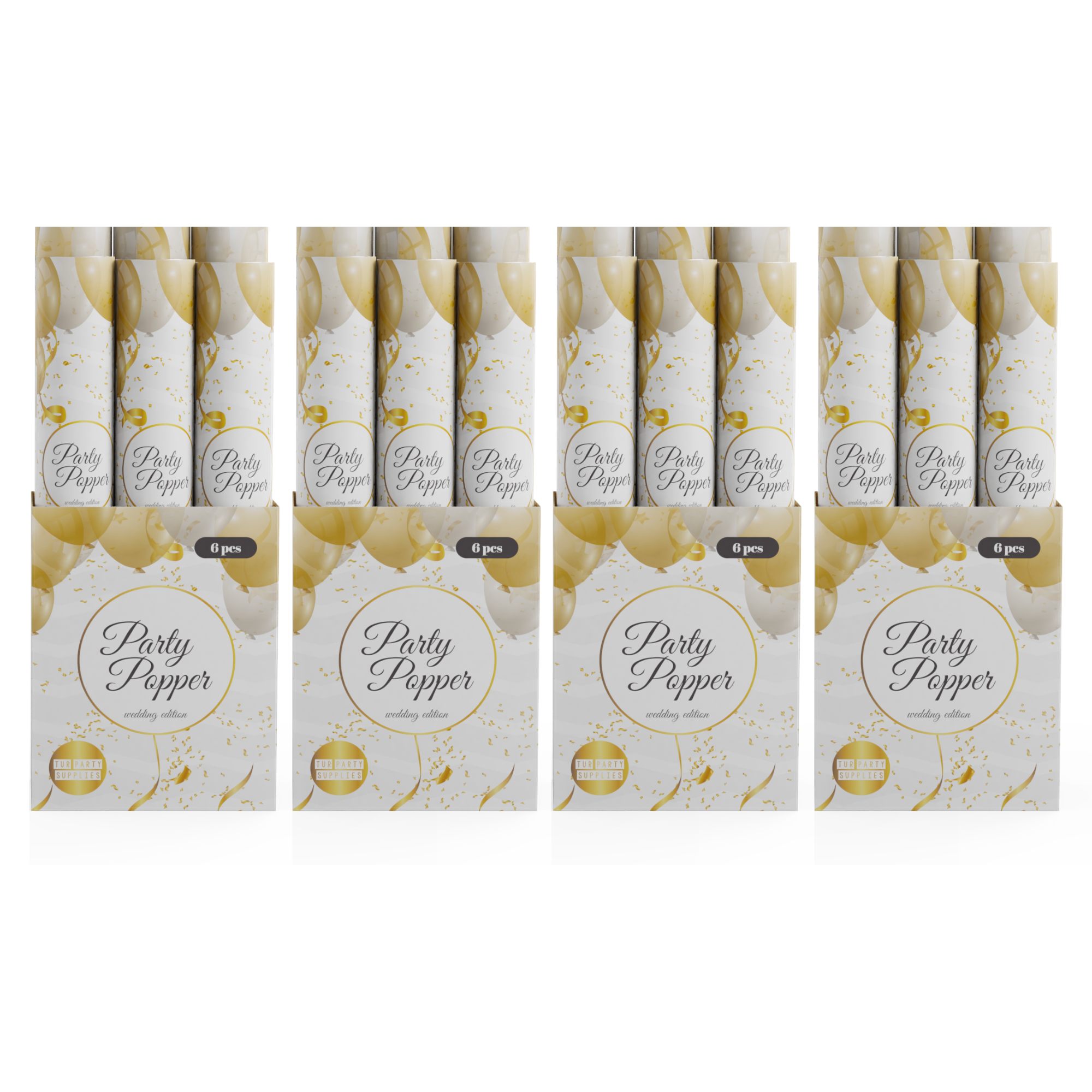Confetti Cannons - Wedding (Gold and Silver) Confetti Cannon TUR Party Supplies 24 Pack (4.17/pc) 