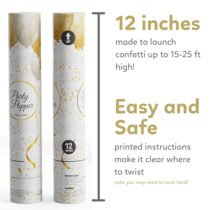 Dimensions of Wedding Poppers for your special day 6 pack