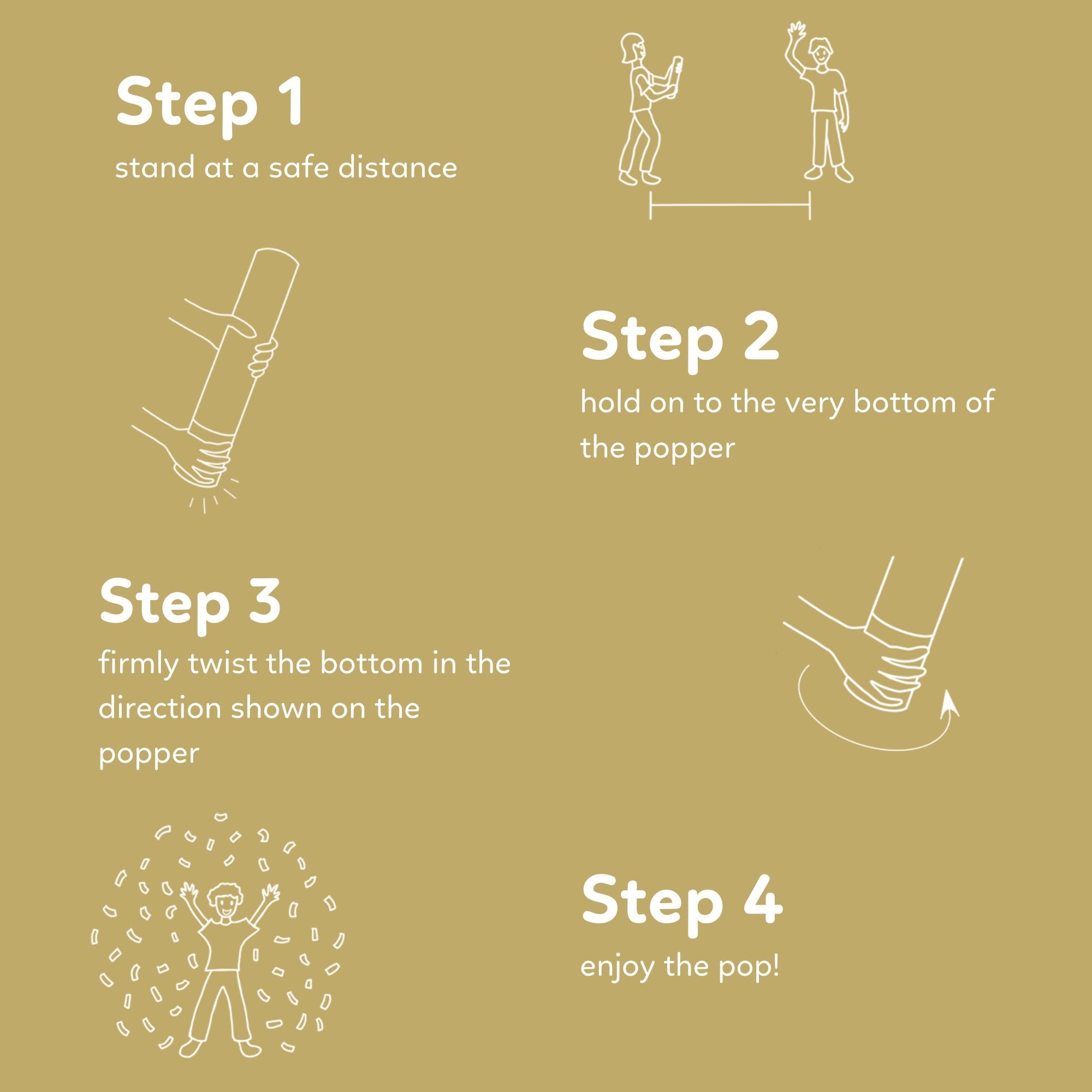 Instructions for Wedding Poppers for your special day 6 pack