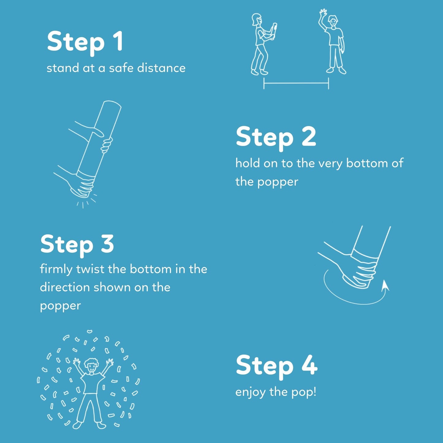 Instructions Gender Reveal Poppers with Confetti and Powder for an exciting reveal 6 pack