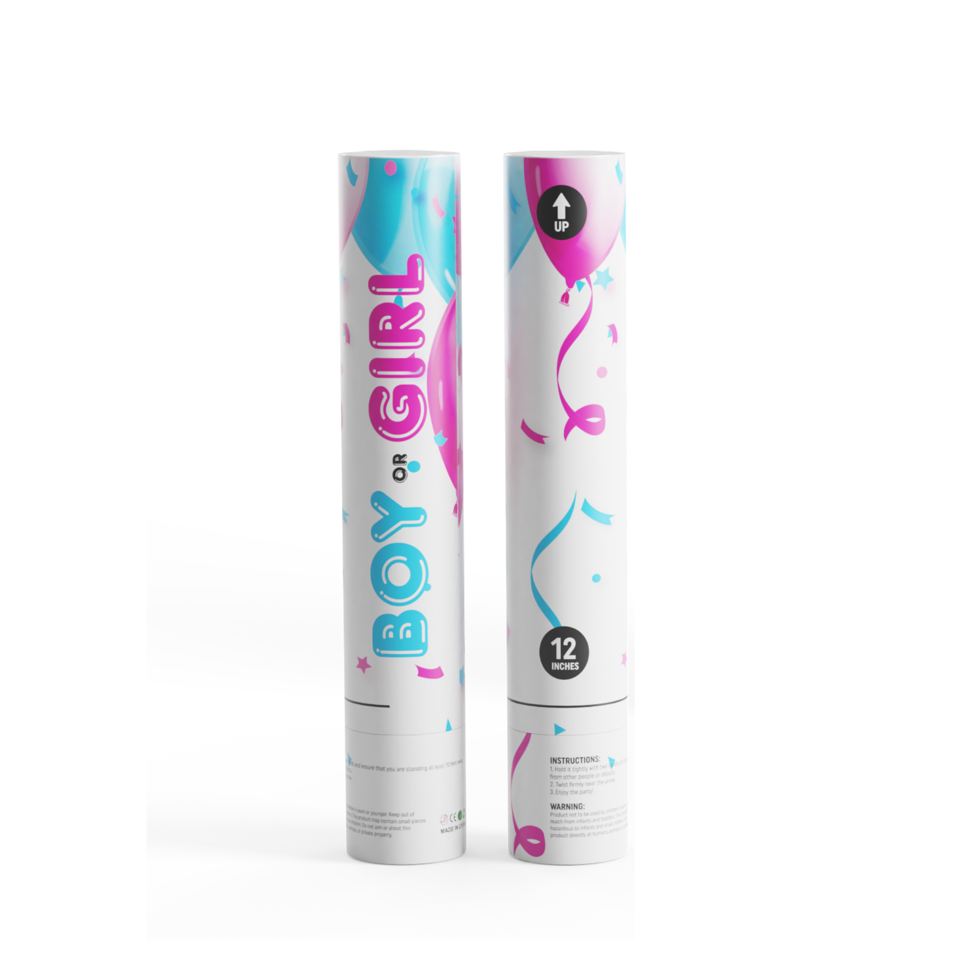 Blue gender reveal powder cannon 2-pack