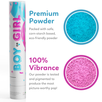 Contents for Gender Reveal Poppers with Powder for an Exciting Reveal 6 pack